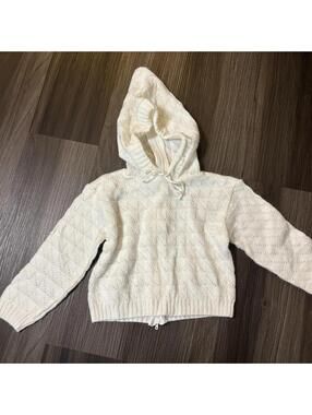 Vintage Child Wise Baby Back Zip Knitted Hooded Sweater White Size 24M